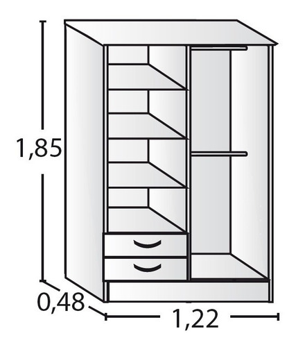 Placard Ropero Platinum Modelo 914 1,2mts Varios Colores