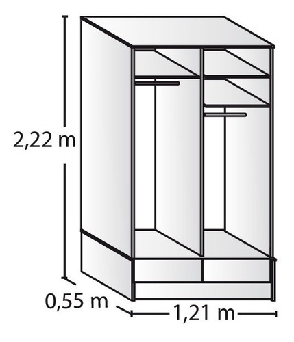 placard ropero platinum 6320 1,2 mts puerta corrediza